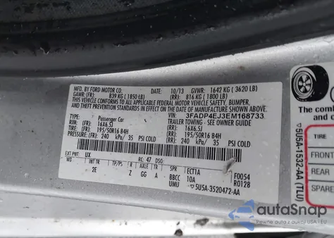 2014 Ford Fiesta Se z USA, uszkodzony, nr VIN 3FADP4EJ3EM168733